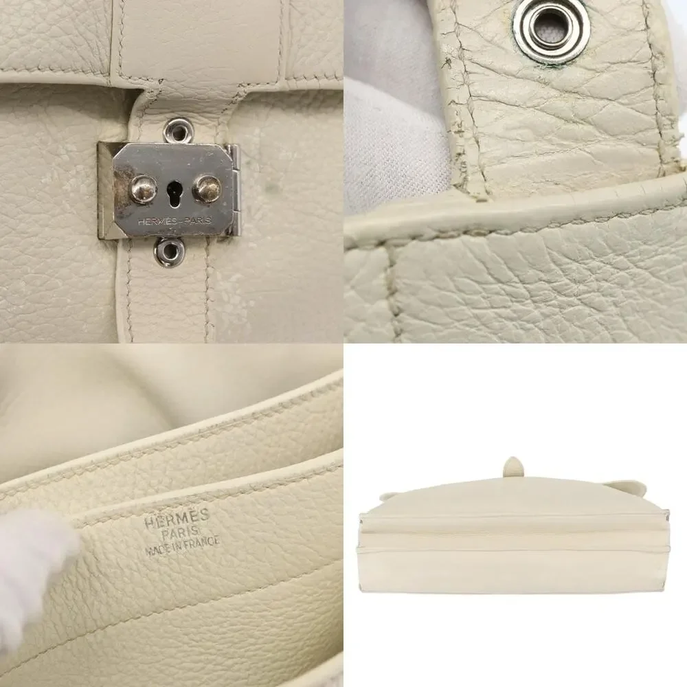Hermes Leather Sac Adepeche 41 Handbag White